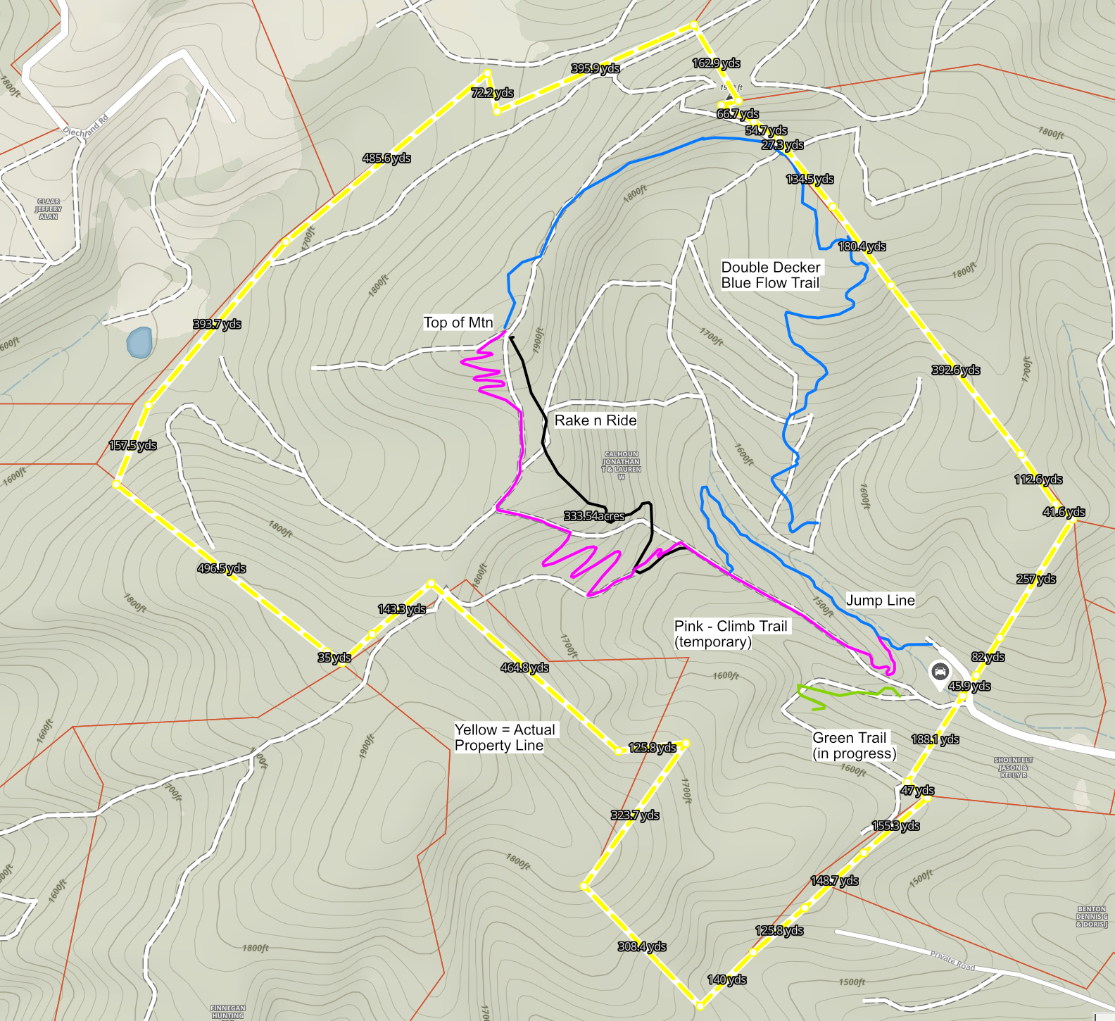Squonk Bike Park Trail Map - Full Size